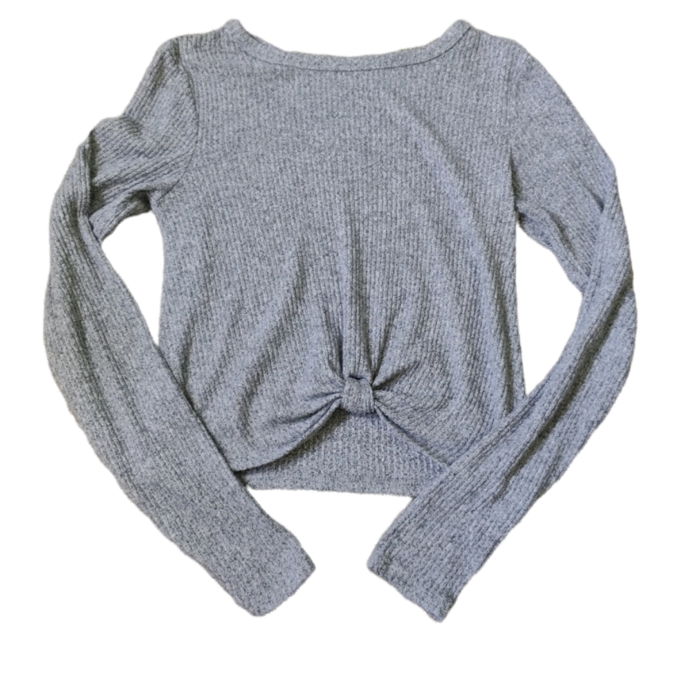 Tie-Front Grey Long Sleeve Tee